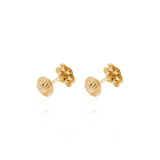 Aros de Oro 19kt Flor Pequeña Circón