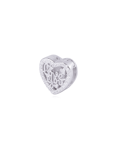 Dije de Plata broche Corazón Love con circón