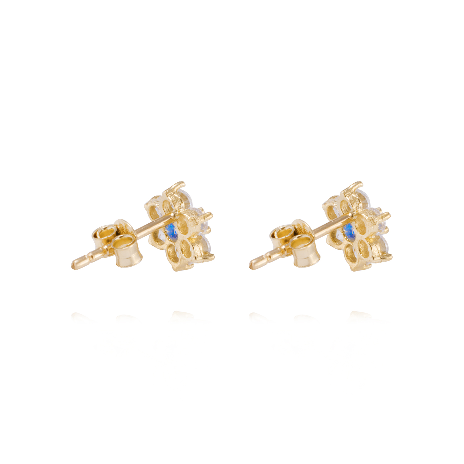 Aros de Oro 18kt Roseta Circonita-Zafiro 3