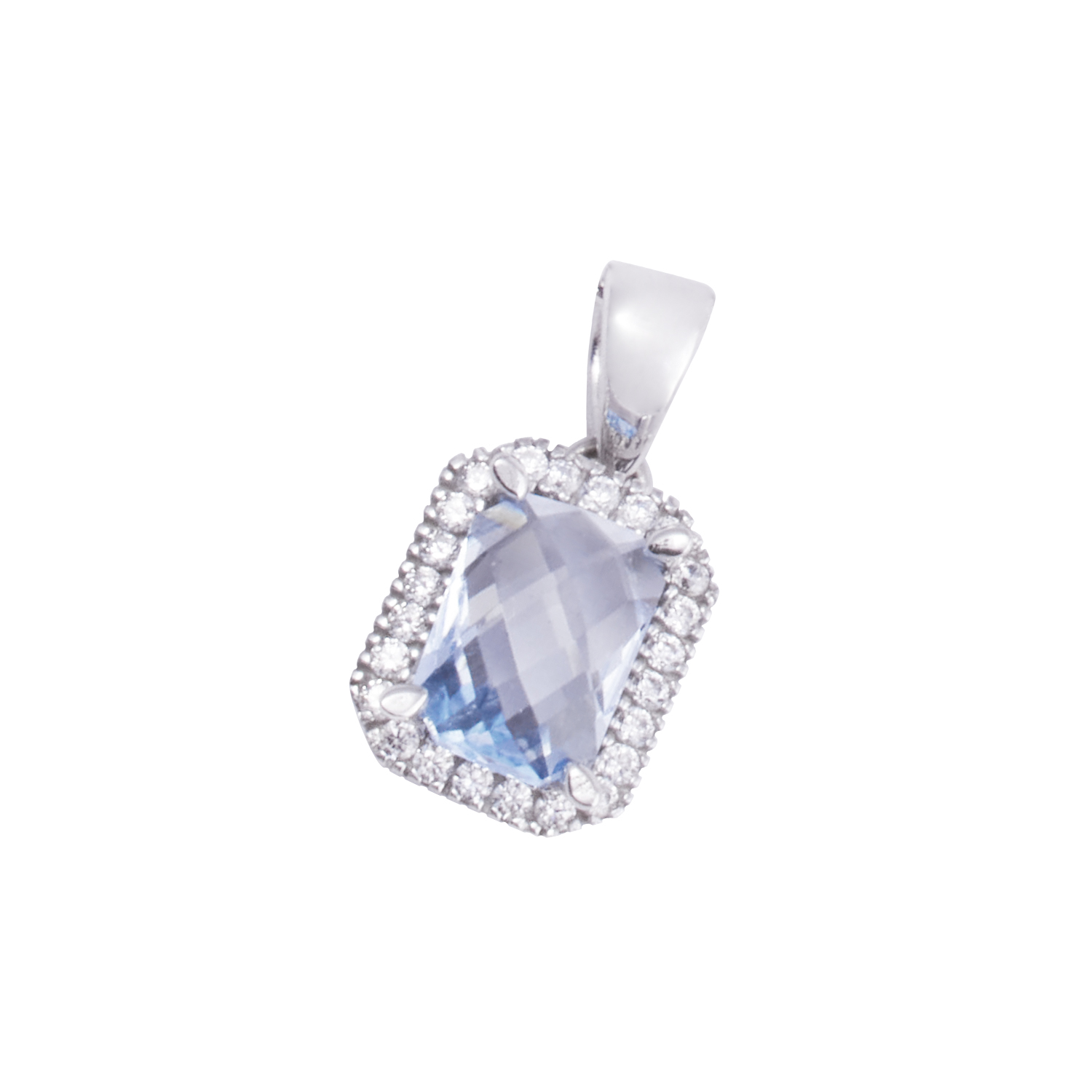 Colgante de Oro Blanco 18kt Circón-Aguamarina Baguette 1