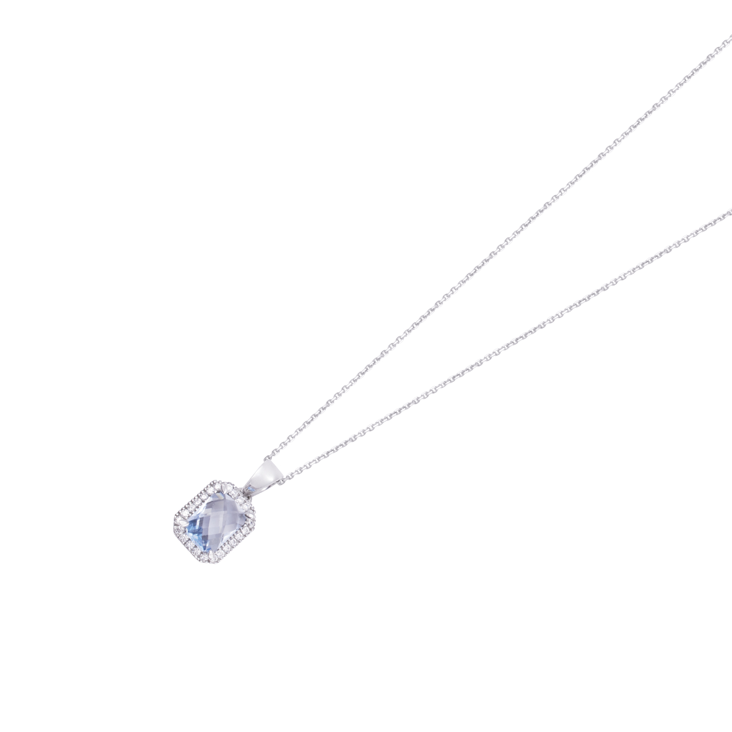Colgante de Oro Blanco 18kt Circón-Aguamarina Baguette 2