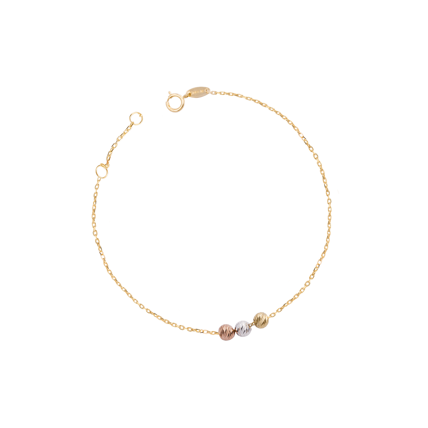 Pulsera de Oro 18kt Bolitas Tricolores 1