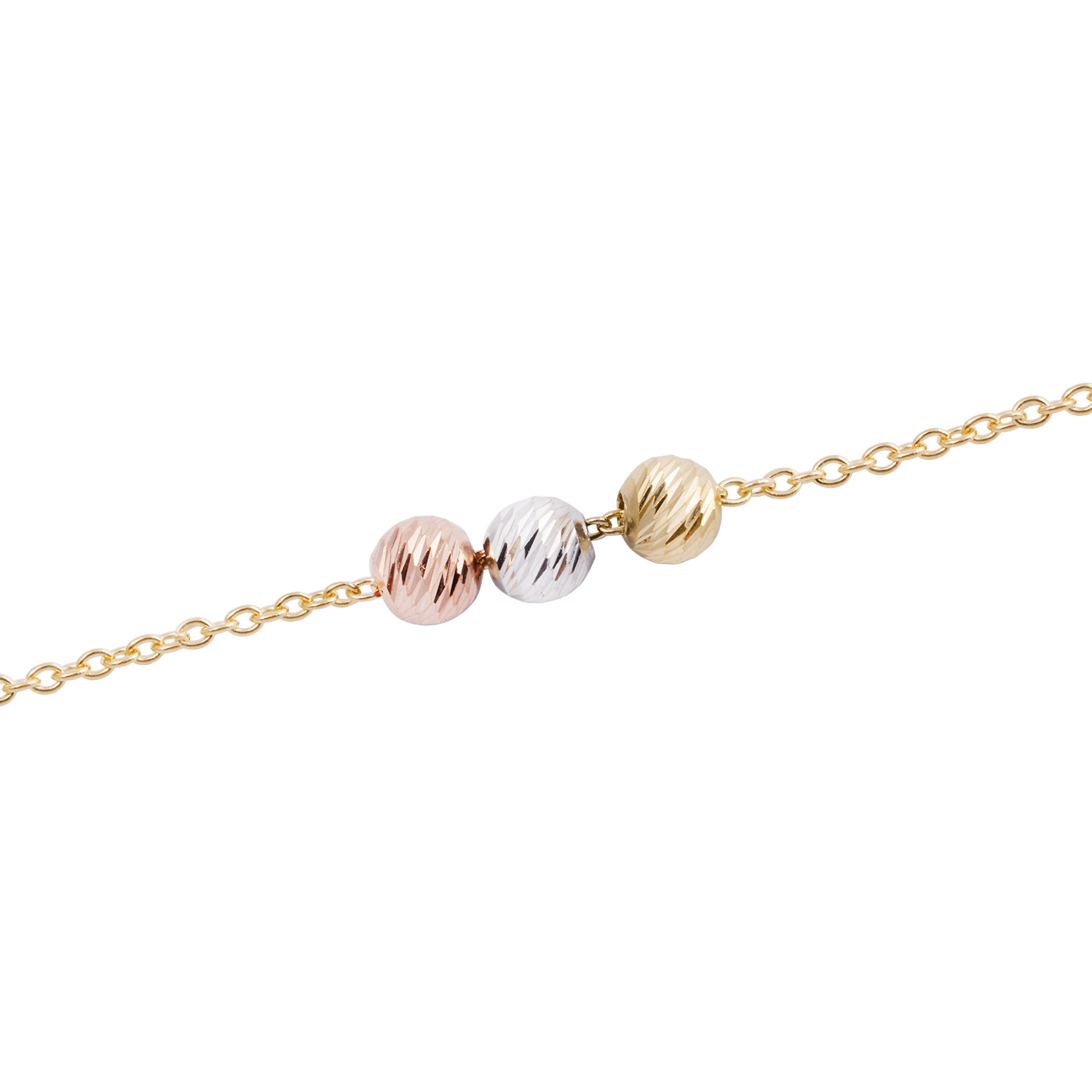 Pulsera de Oro 18kt Bolitas Tricolores 3