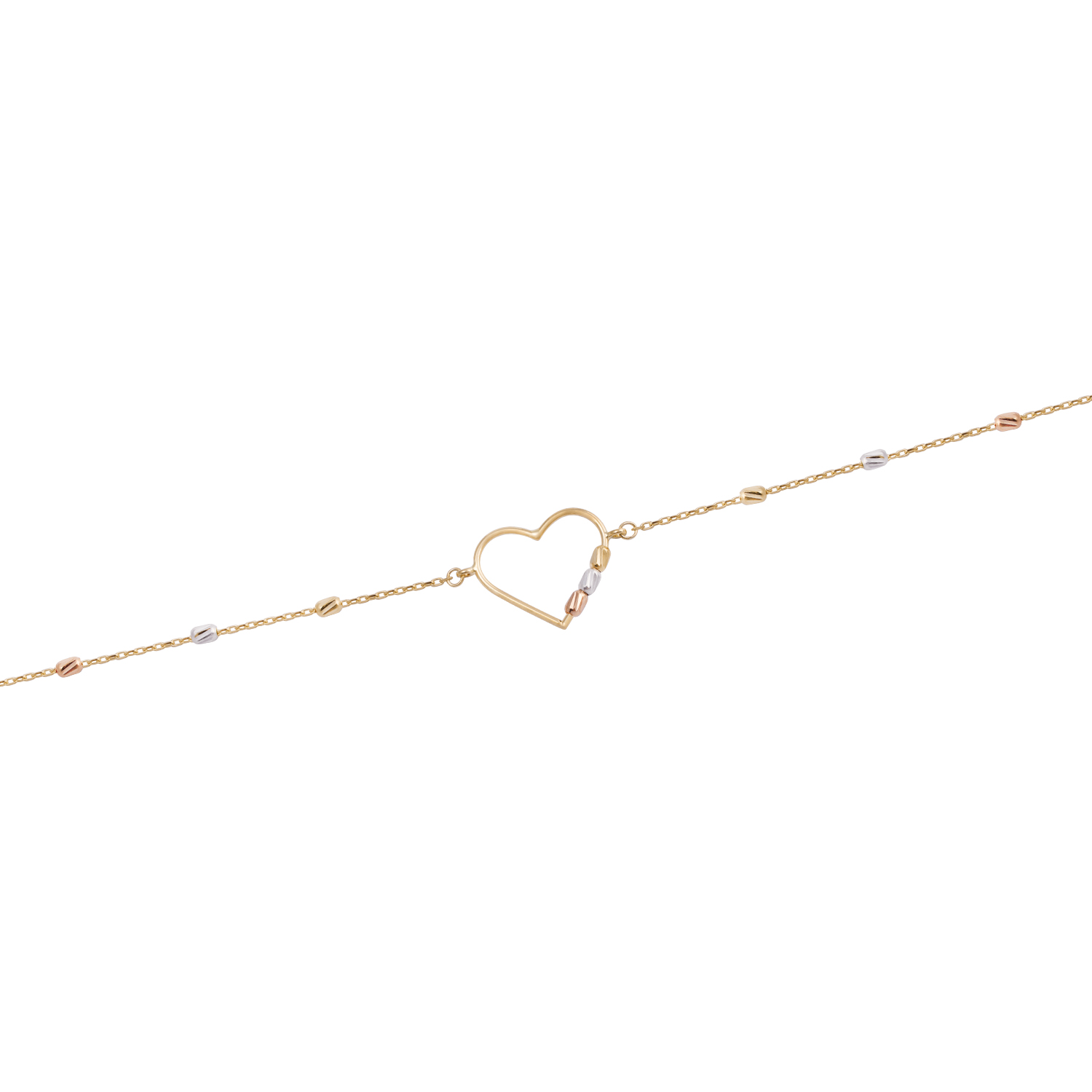 Pulsera Oro Tricolor 18kt Corazón y Barras 2