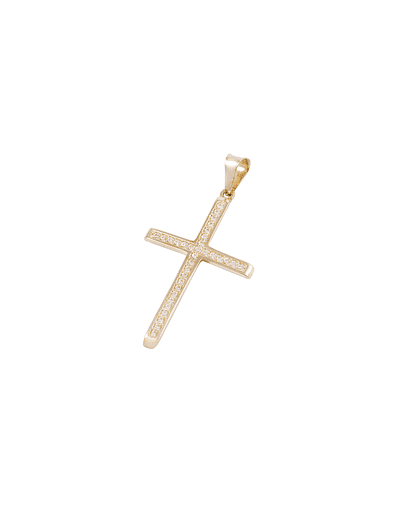 Colgante de Oro 18kt Cruz Circonita 3X2CM