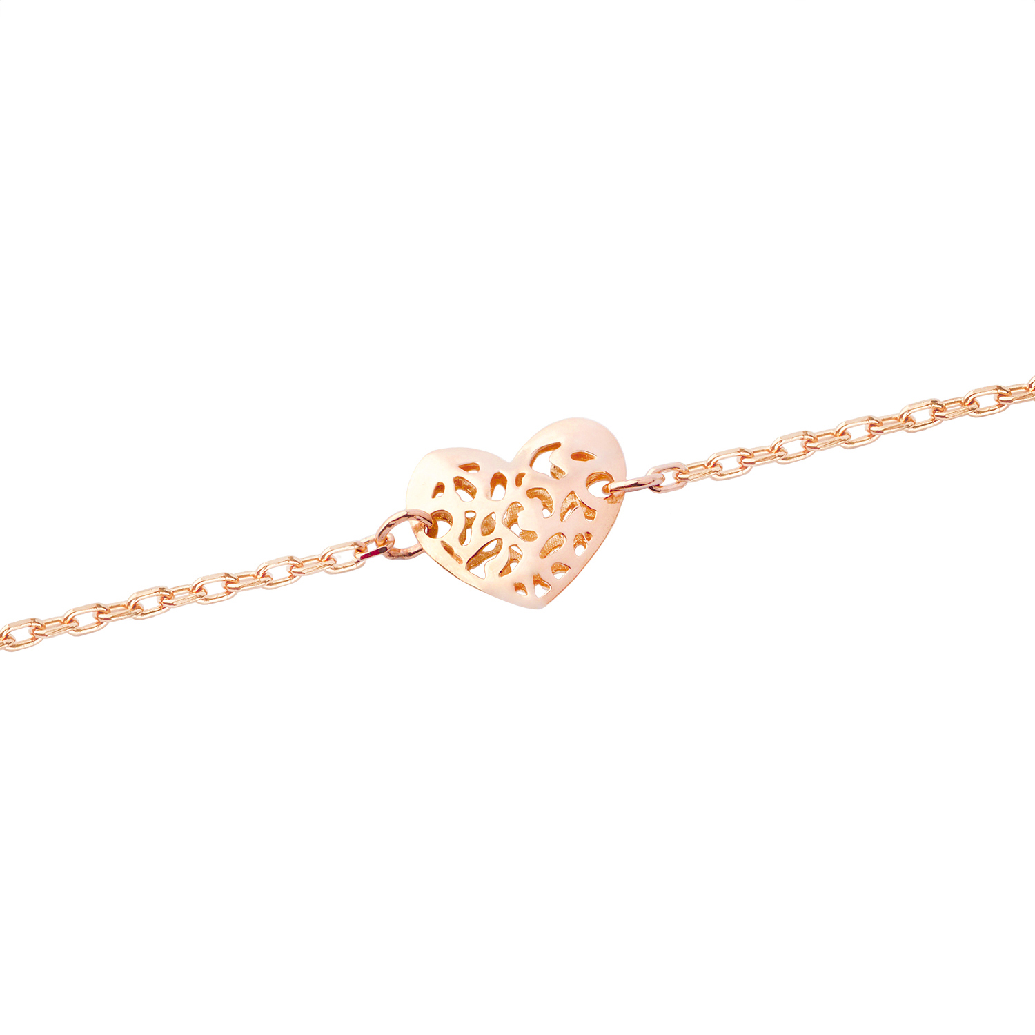 Pulsera Oro Rosa 18kt Corazones Calados 2