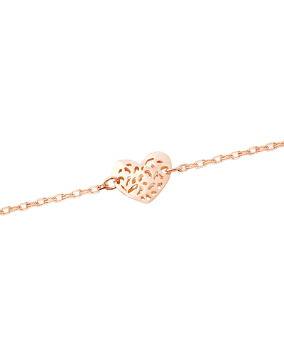 Pulsera de Oro Rosa 18kt Corazones calados