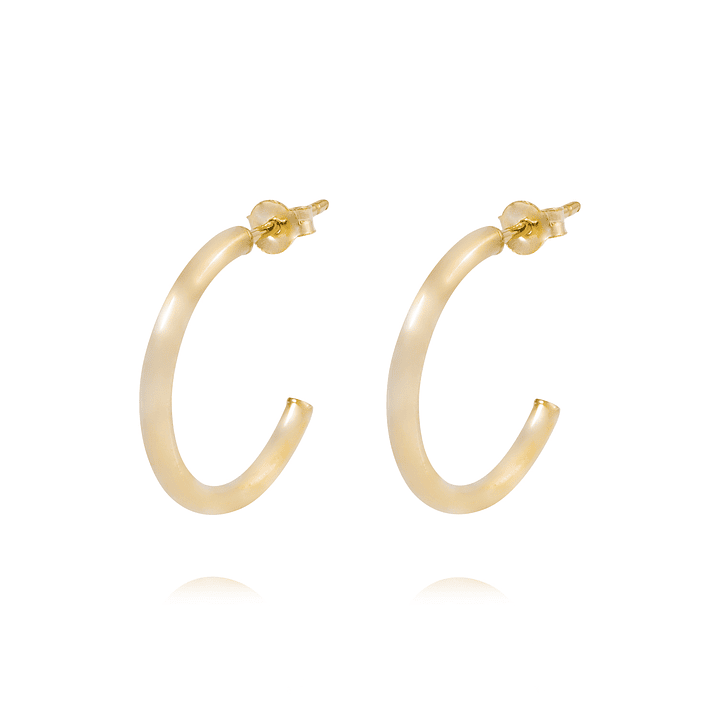 Aros de Oro 18kt Media Argolla Tubo 19MM 1