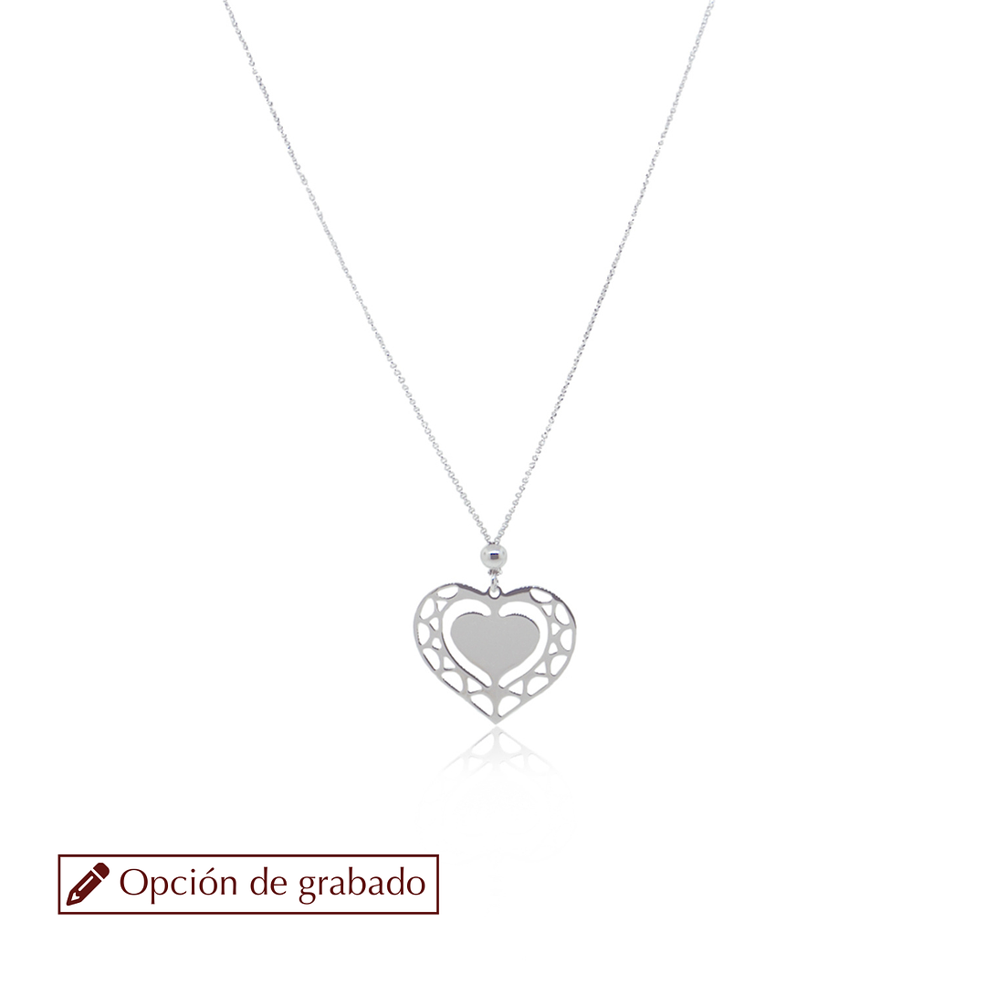 Collar de Plata Esterlina 925 Corazón Centro 1