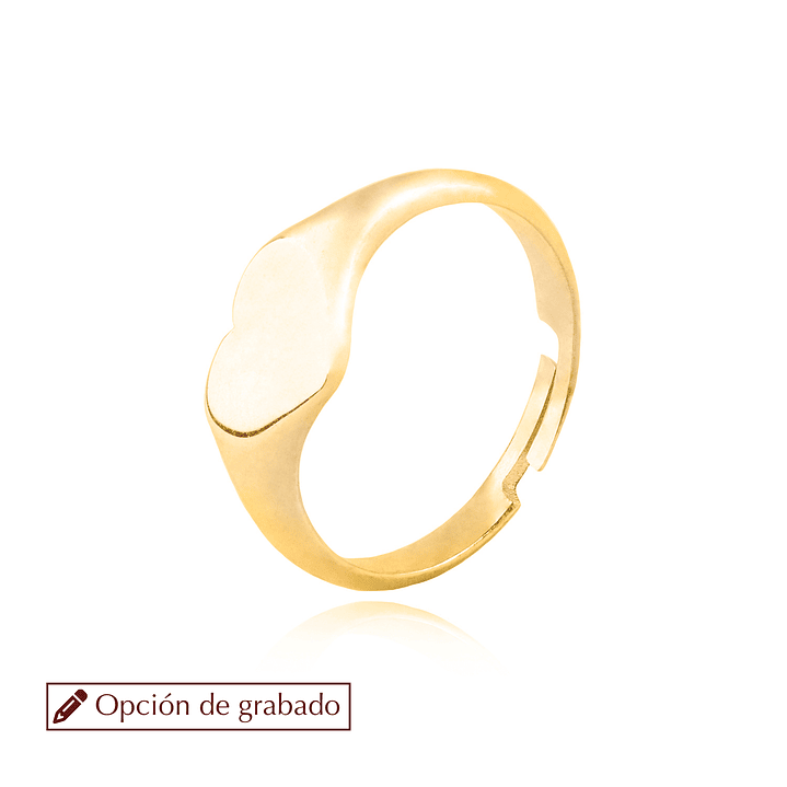 Anillo de Plata Esterlina 925 Corazón Revestido en Oro 18kt 1