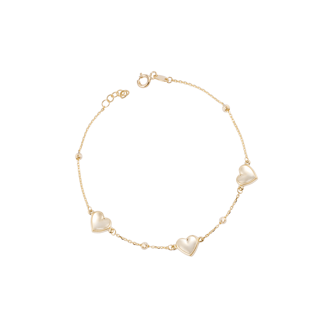 Pulsera de Oro 18kt Trío Corazones 1