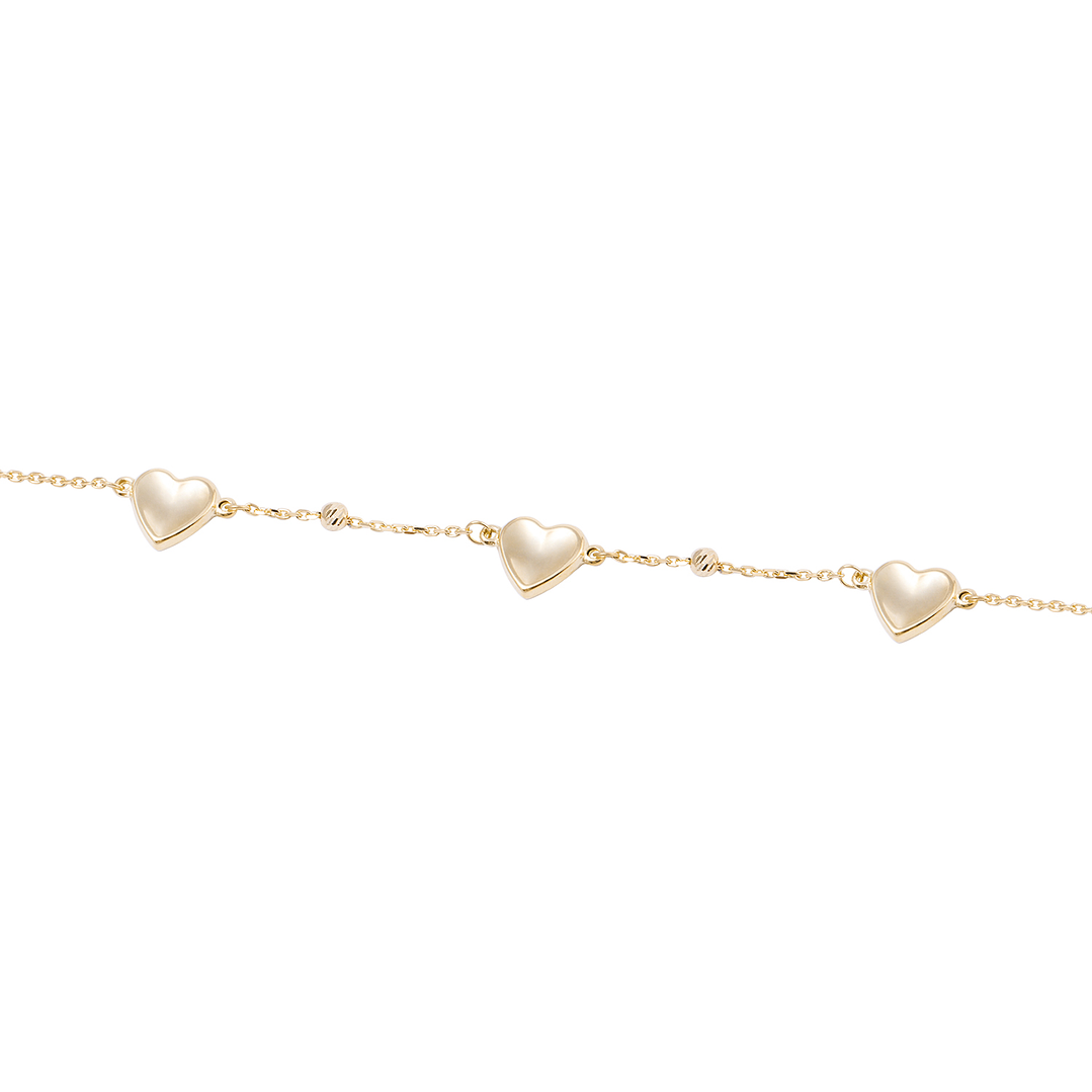 Pulsera de Oro 18kt Trío Corazones 3