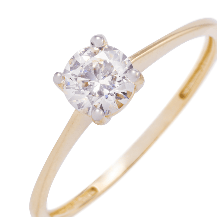 Anillo Compromiso de Oro 18Kt Circonita Corte Redondo 5 MM de 4 Grifas 2