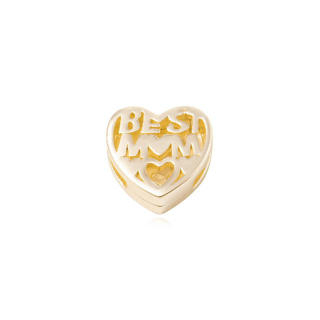 Dije de Plata broche Corazón Mom Bañado en Oro 18kt