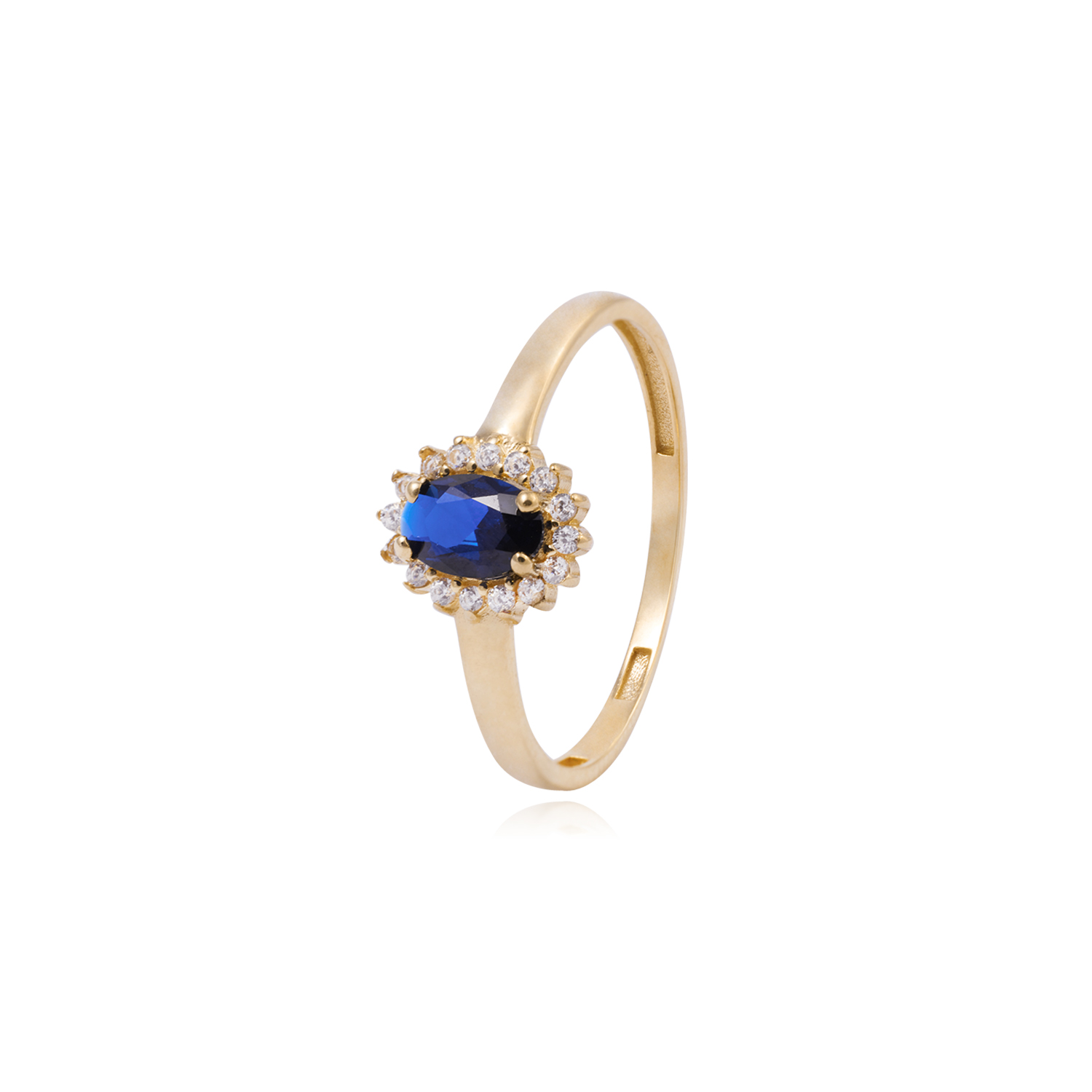 Anillo Compromiso de Oro 18Kt Roseta Circonita-Zafiros 1