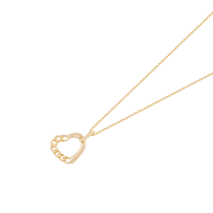 Collar Oro Amarillo 18kt Corazón Mitad Cadena 1