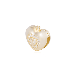 Dije de Plata broche Corazoncito con Circonita Revestido en Oro 18kt