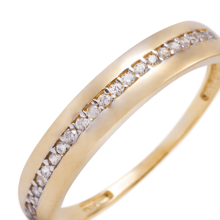 Anillo Compromiso de Oro 18Kt Medio Cintillo Riel Central Circonita 2