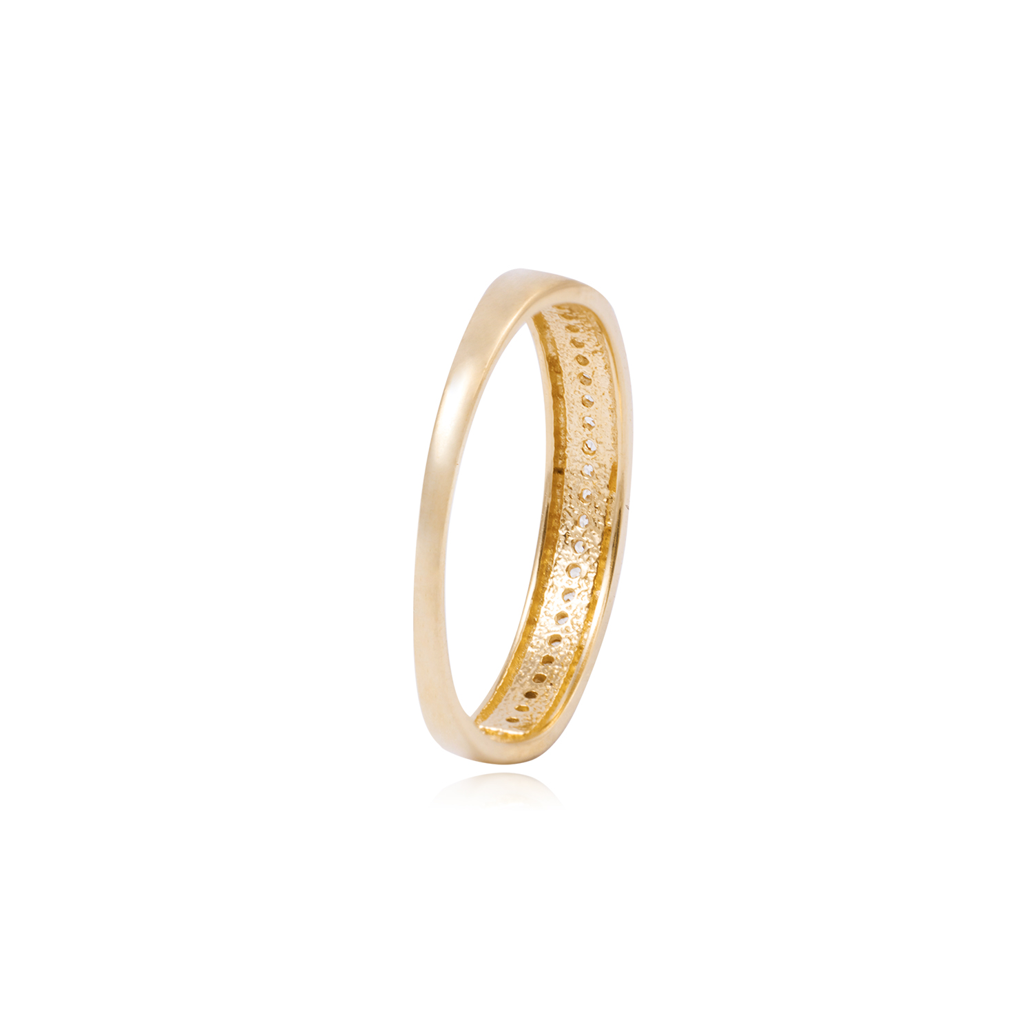 Anillo Compromiso de Oro 18Kt Medio Cintillo Riel Central Circonita 3