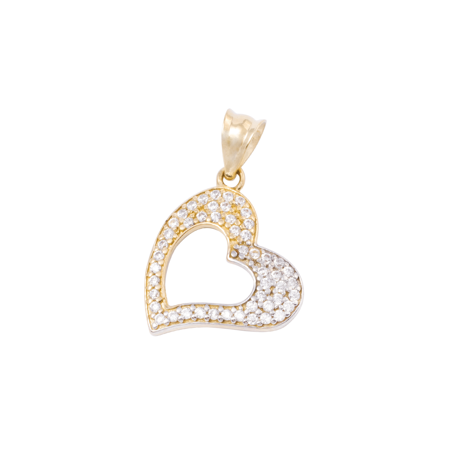 Colgante de Oro 18kt Corazón Bicolor Circonita 1