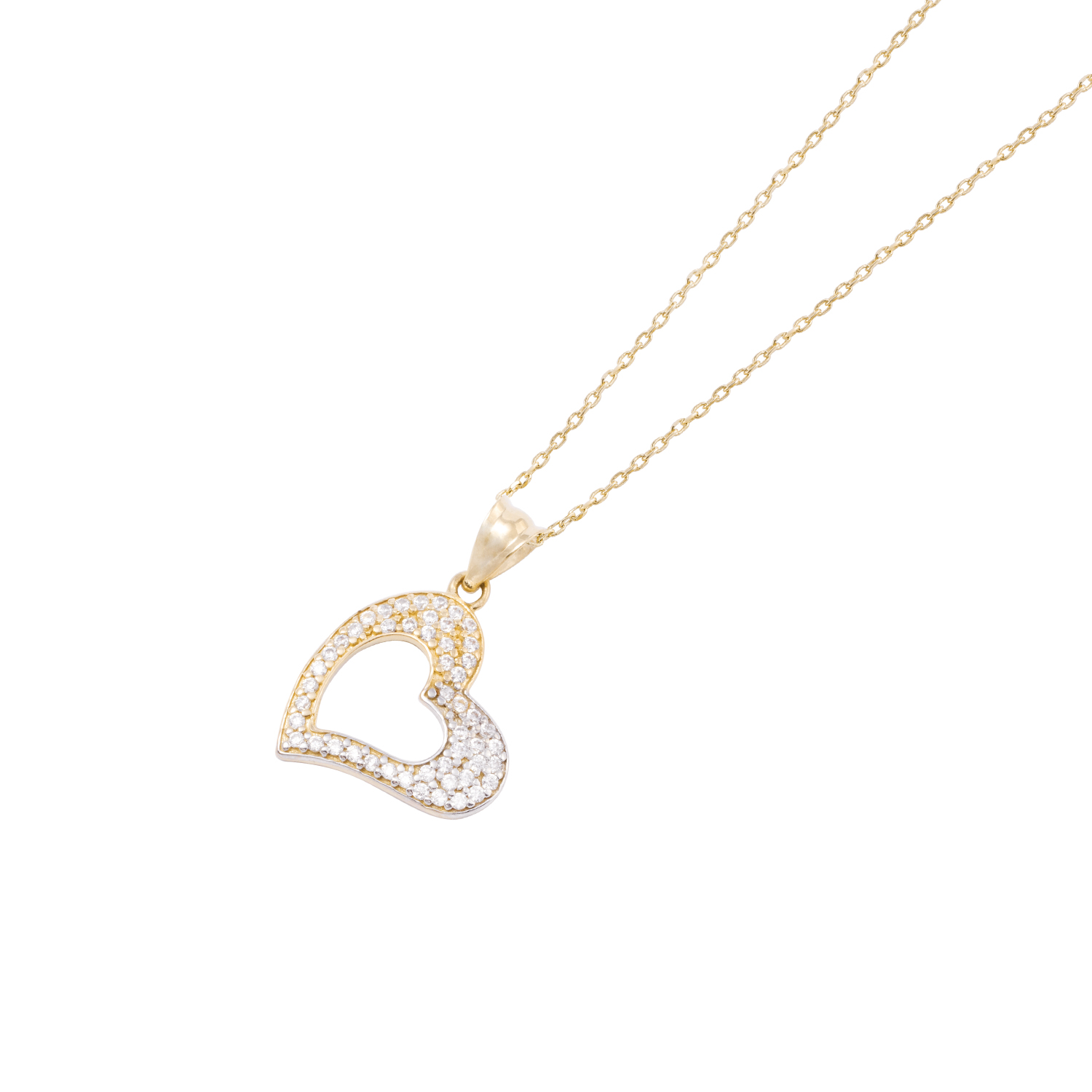 Colgante de Oro 18kt Corazón Bicolor Circonita 2