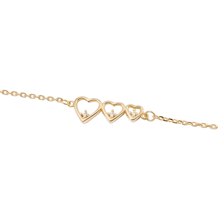 Pulsera Oro Amarillo 18kt Tres Corazones 2