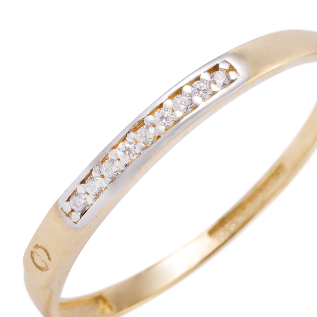 Anillo Compromiso de Oro 18Kt Medio Cintillo 9 Circonita 2