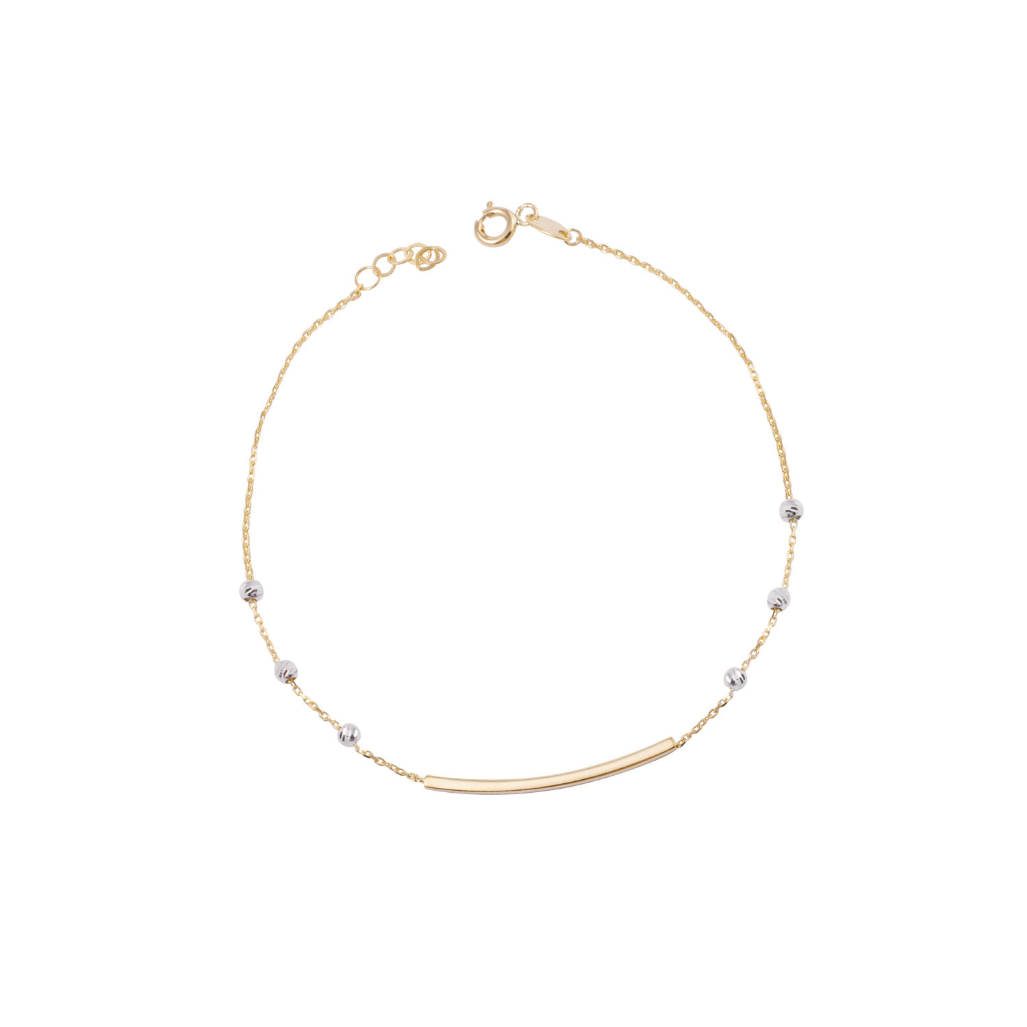Pulsera de Oro 18kt Barra y esferas 1