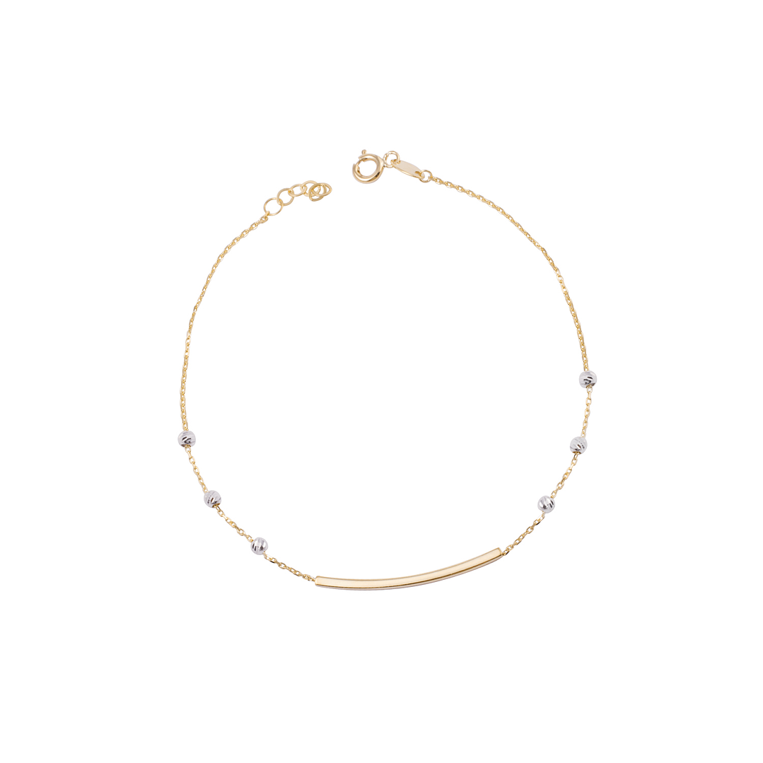Pulsera de Oro 18kt Barra y esferas 1