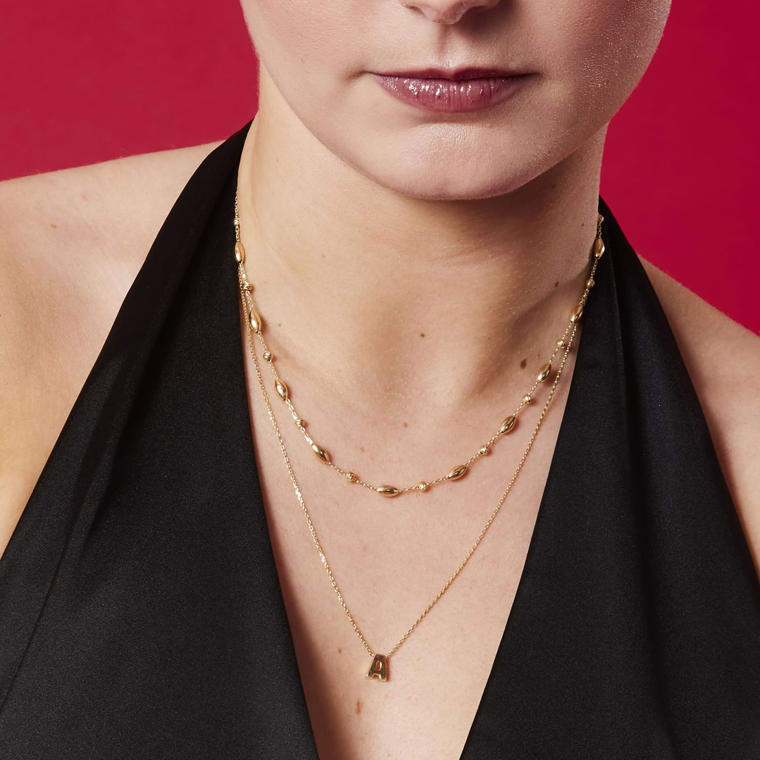 Collar de Plata Esterlina 925 Cuencas Revestido en Oro 18kt 4