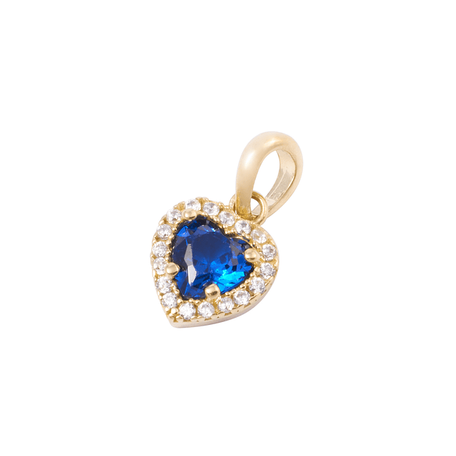 Colgante de Oro 18kt Corazón Circonita-Zafiros