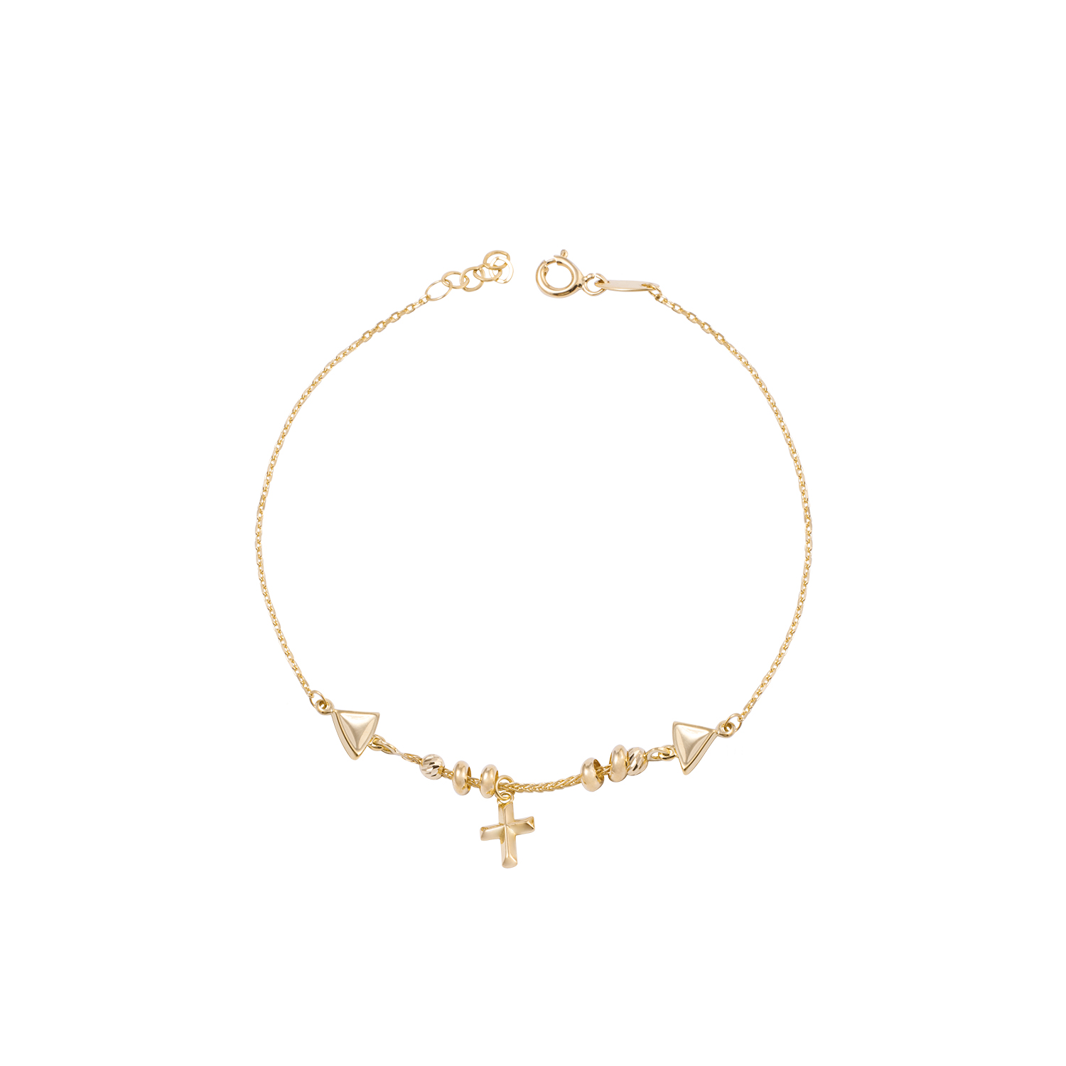 Pulsera de Oro 18kt Cruz Central 1