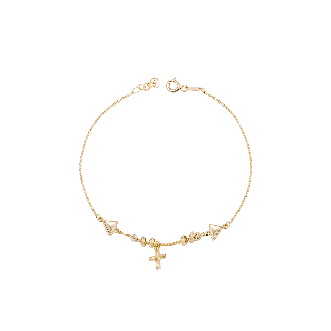 Pulsera de Oro 18kt Cruz Central 1