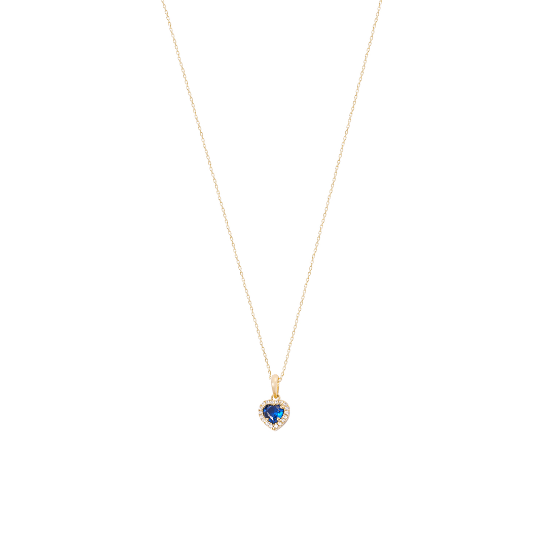 Colgante de Oro 18kt Corazón Circonita-Zafiros 3