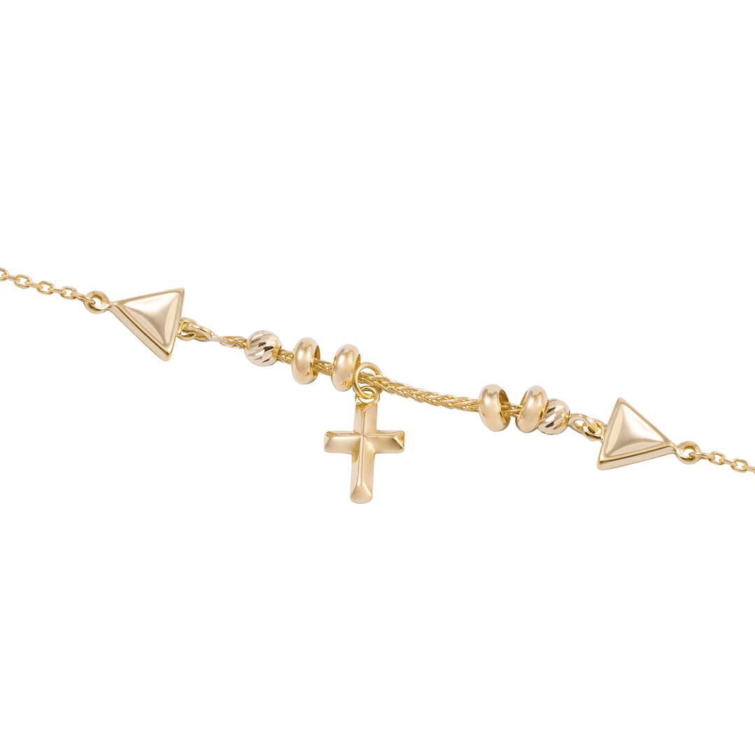 Pulsera de Oro 18kt Cruz Central 2