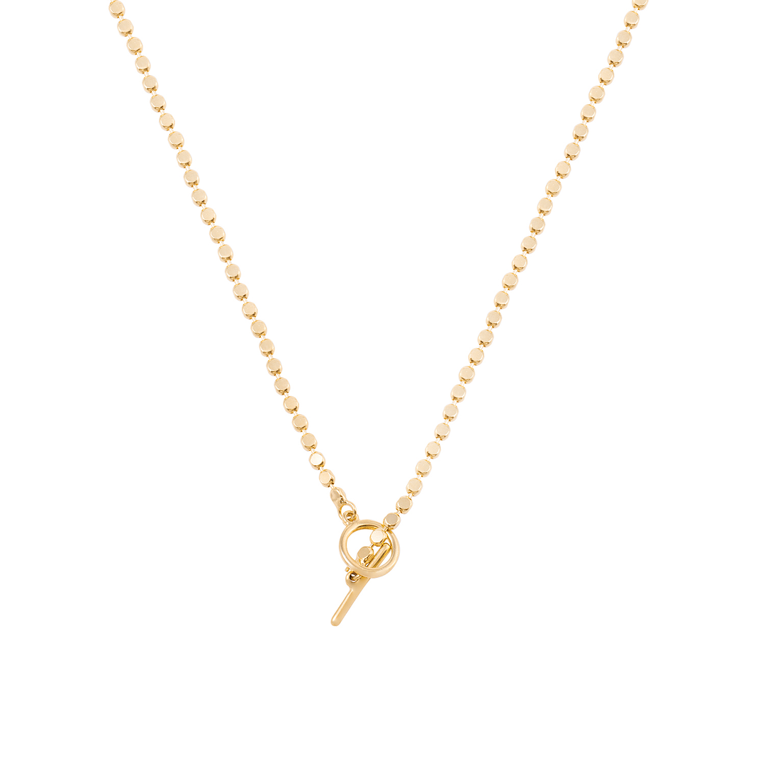 Collar de Plata Esterlina 925 Bolitas planas Bañado en Oro 14kt 1