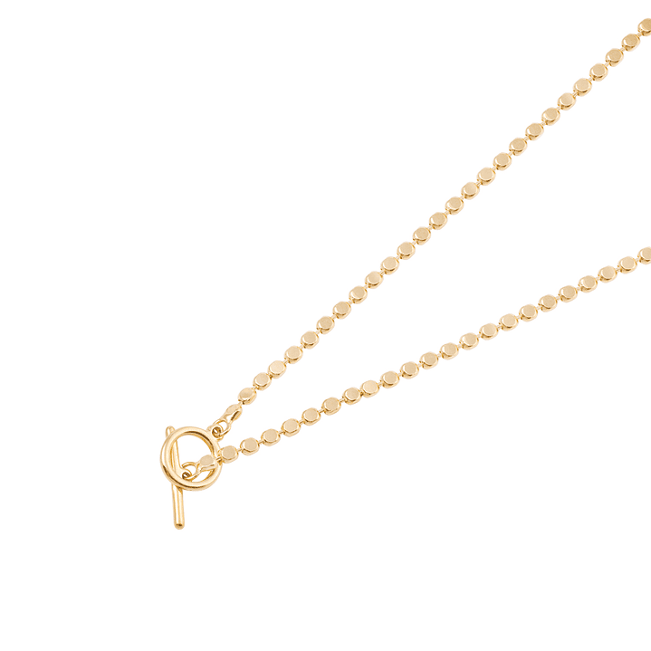 Collar de Plata Esterlina 925 Bolitas planas Bañado en Oro 14kt 2