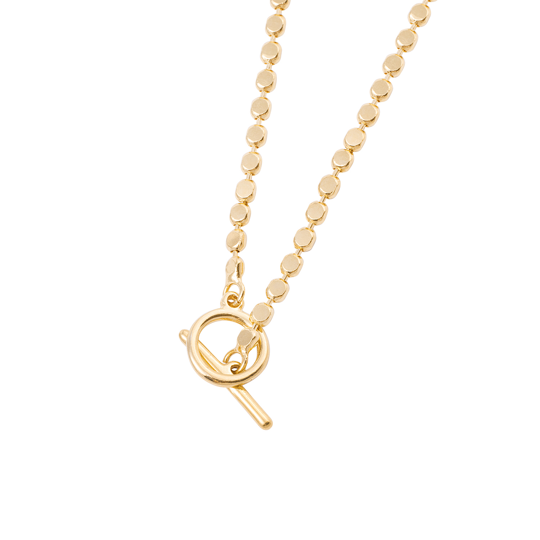 Collar de Plata Esterlina 925 Bolitas planas Bañado en Oro 14kt 3