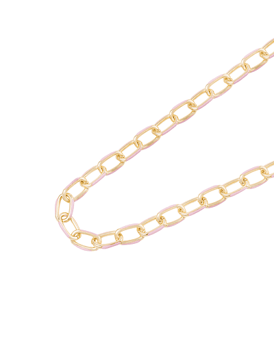 Collar de Plata Esterlina 925 Eslabones rosados Bañado en Oro 14kt