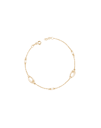 Pulsera de Oro 18kt Eslabones Ovalados y Circonitas - Baguette