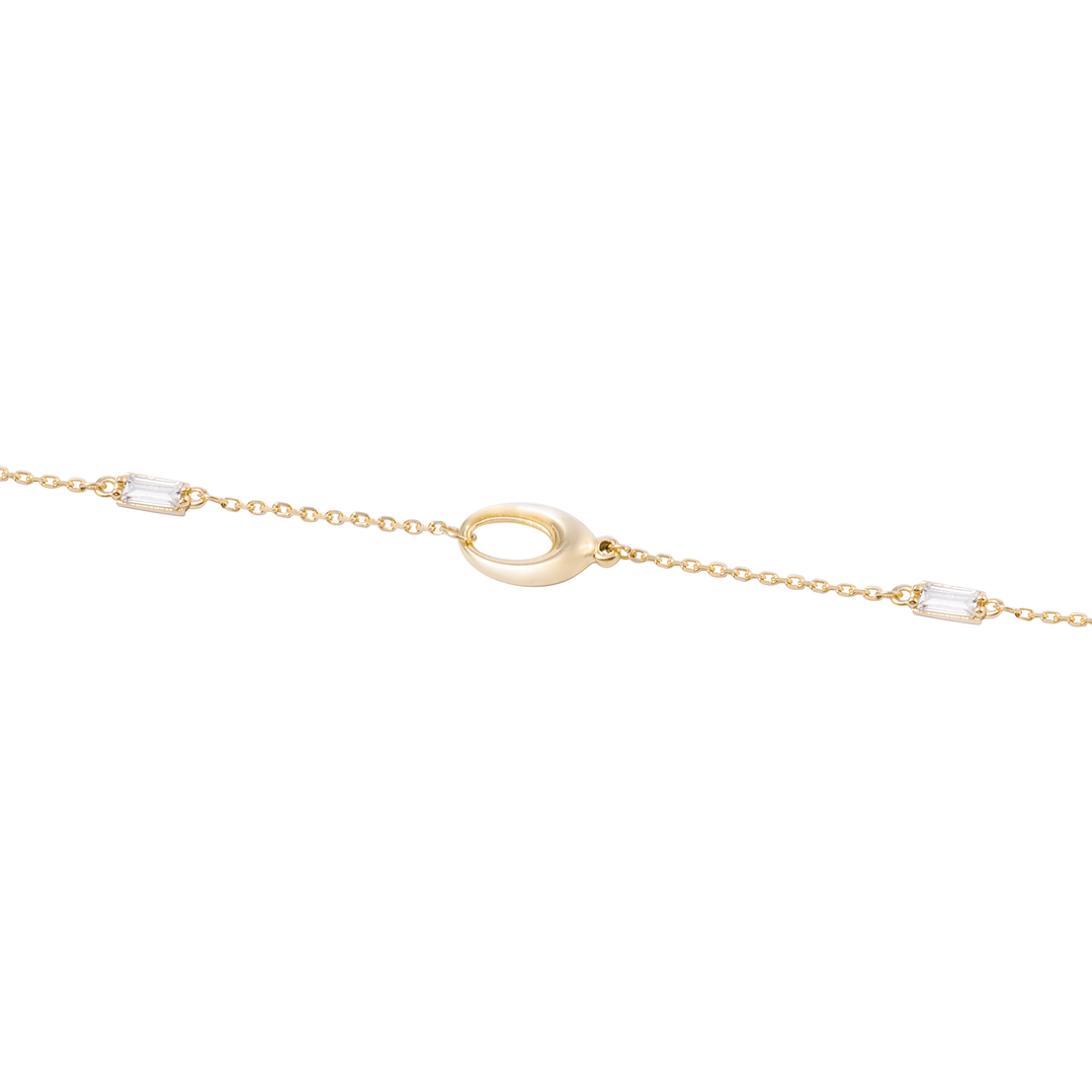 Pulsera de Oro 18kt Eslabones Ovalados y Circonitas - Baguette 2