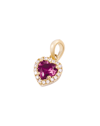 Colgante de Oro 18kt Corazón Circonita-Rubí