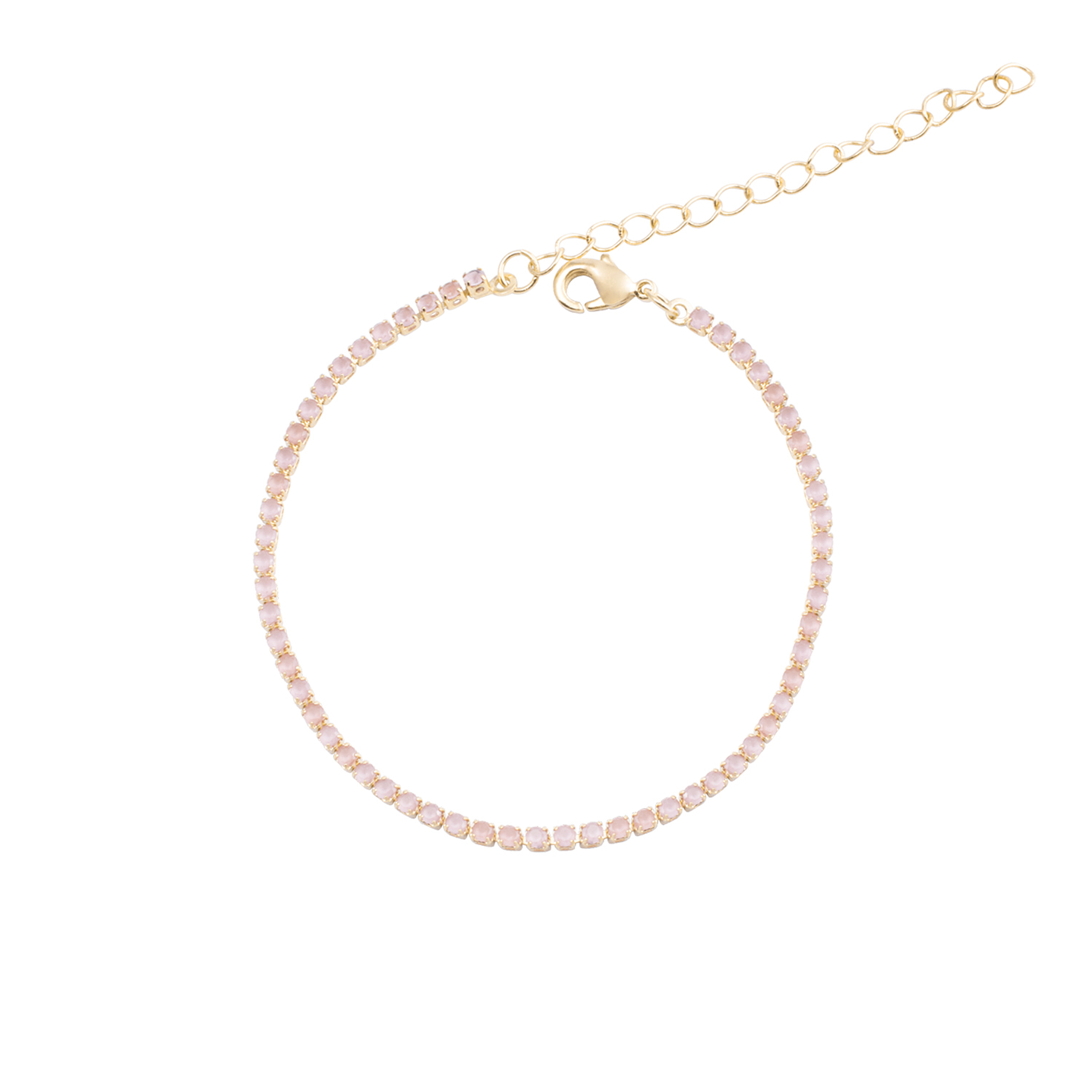 Pulsera de Plata Esterlina 925 Cristal Rosado Bañado en Oro 14kt 1