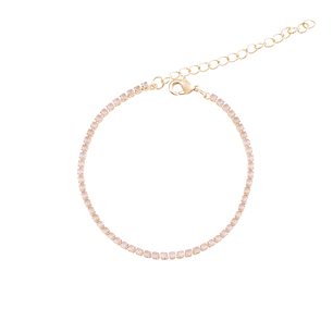 Pulsera de Plata Esterlina 925 Cristal Rosado Bañado en Oro 14kt