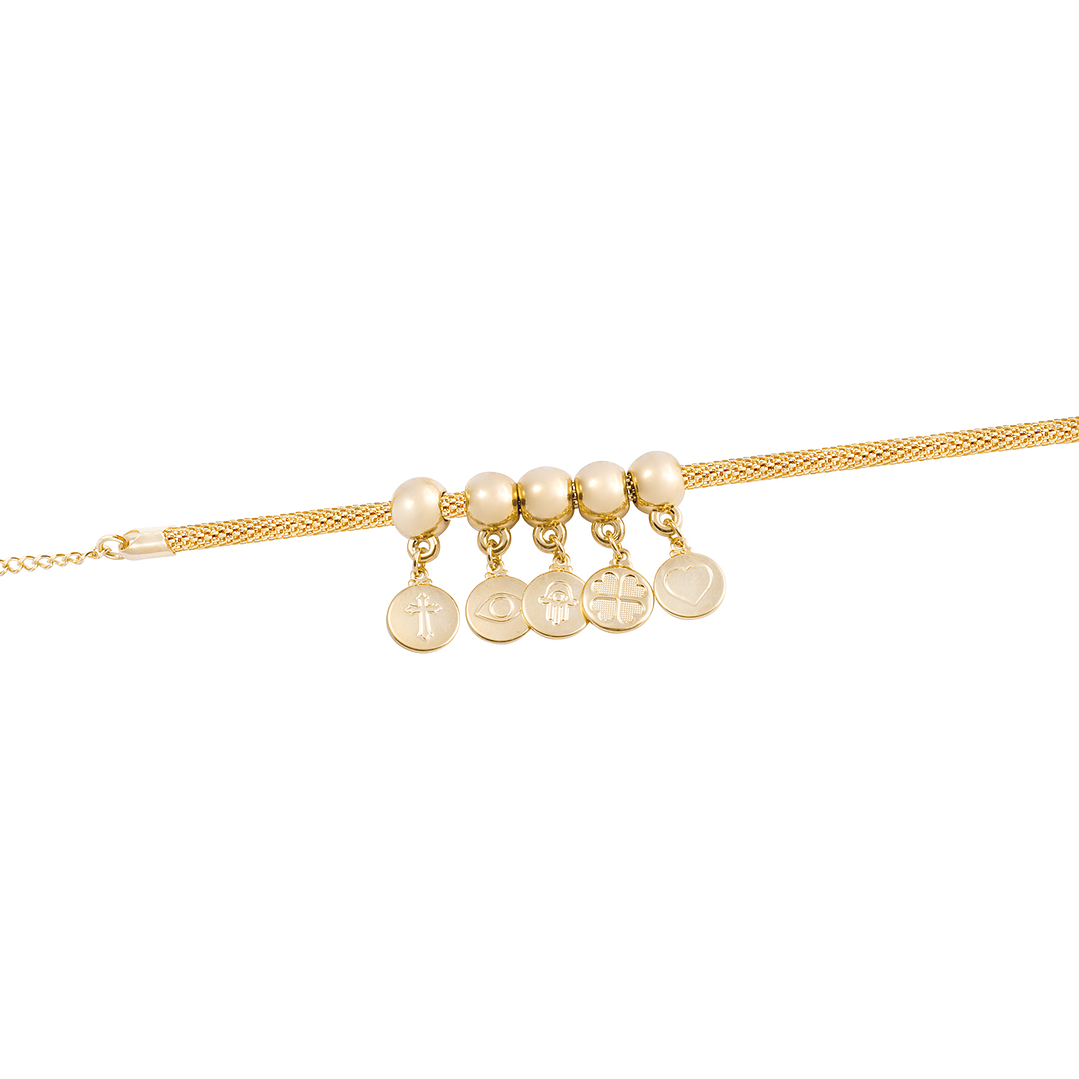 Pulsera de Plata Esterlina 925 Protectora dijes Bañado en Oro 14kt 2