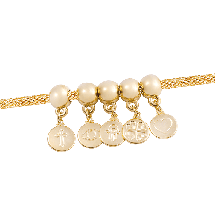 Pulsera de Plata Esterlina 925 Protectora dijes Bañado en Oro 14kt 3