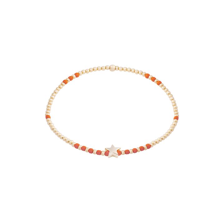 Pulsera de Plata Esterlina 925 Estrella naranja Bañado en Oro 14kt 3
