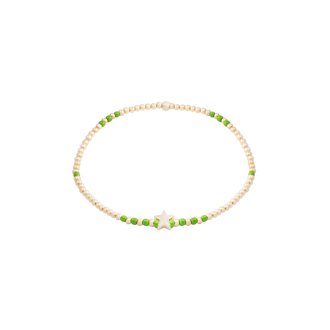 Pulsera de Plata Esterlina 925 Estrella verde Bañado en Oro 14kt 1