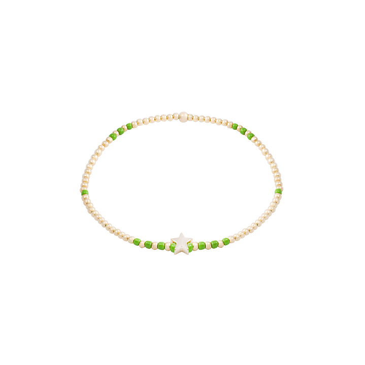 Pulsera de Plata Esterlina 925 Estrella verde Bañado en Oro 14kt 1