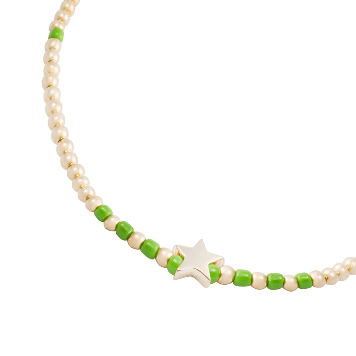 Pulsera de Plata Esterlina 925 Estrella verde Bañado en Oro 14kt 2